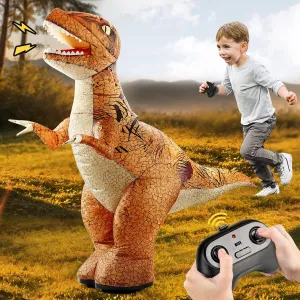 2.4GHZ Remote Control Inflatable Dinosaur Toy for Kids,Electric Toy Dinosaur with Sound & 360°Rotation,Rechargeable Walking Dinosaur Outdoor Toys for Boys Kids Age 6  Birthday Gift