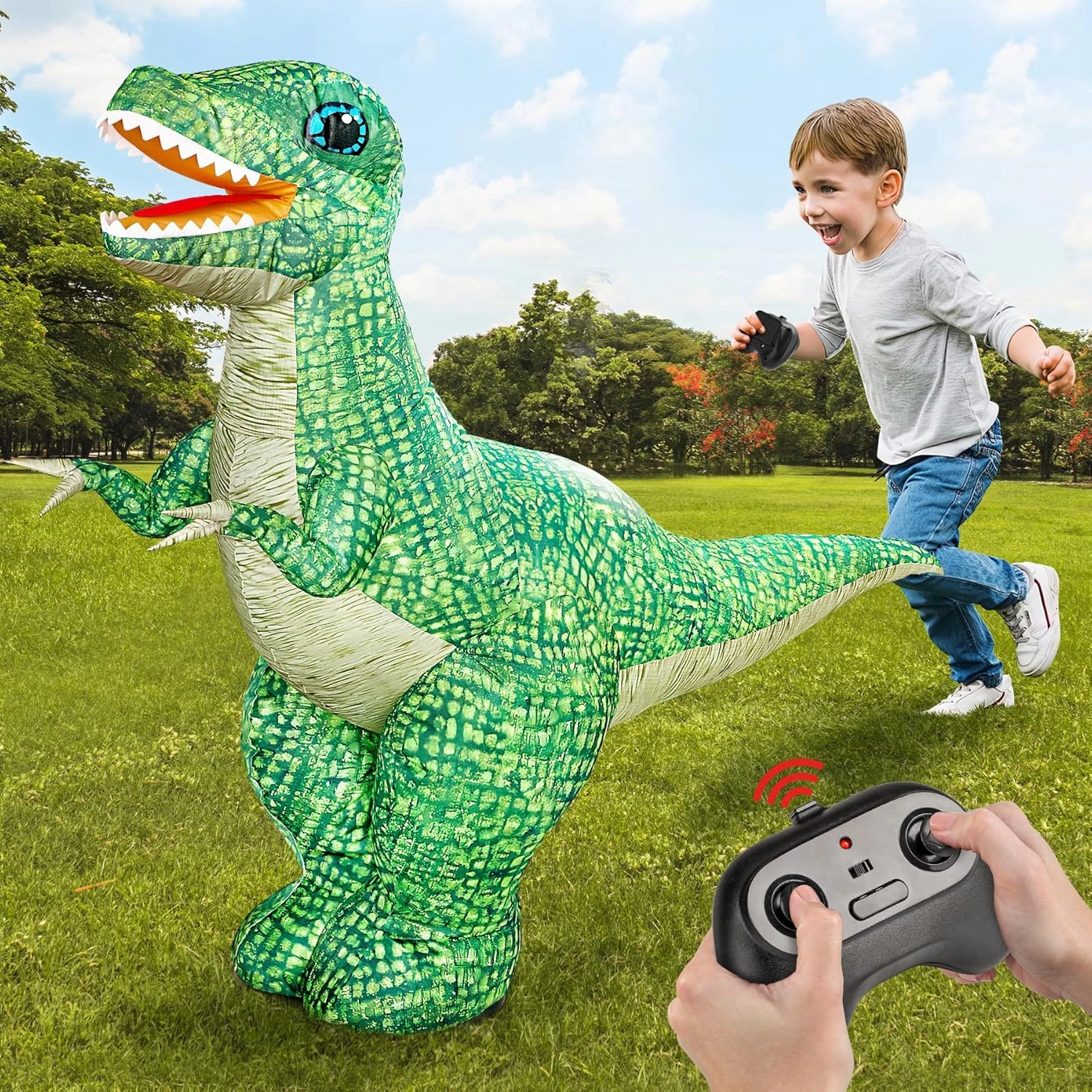 2.4GHZ Remote Control Inflatable Dinosaur Toy for Kids,Electric Toy Dinosaur with 360°Rotation,Forward & Backward,Rechargeable Walking Dinosaur Toy for Boys Kids Age 6-8 8-12 Birthday Gifts