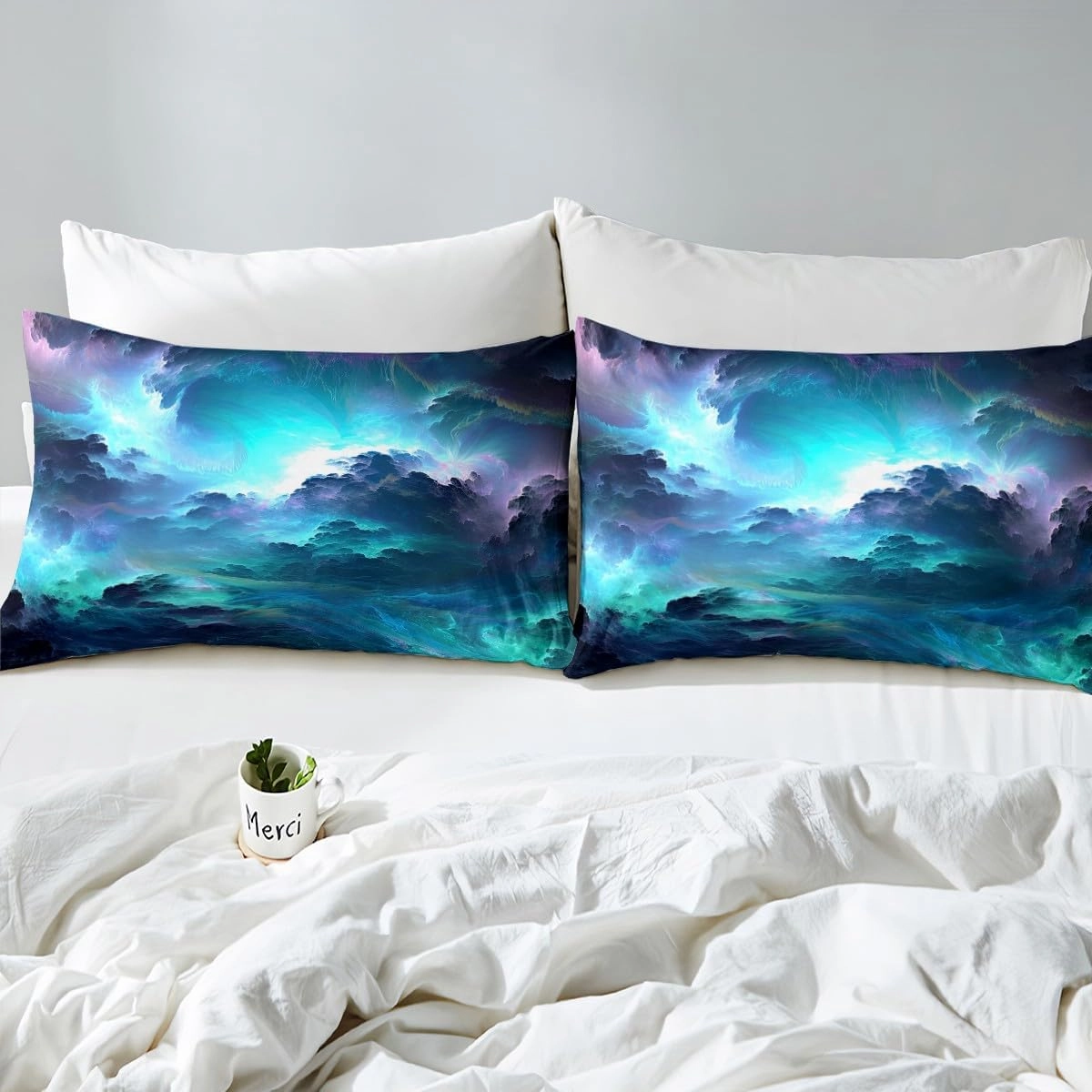 2 Pieces Duvet Cover Set Twin Size Purple and Blue Marble Print Bedding with Zipper Ties Modern Simple Style Quilt Set Breathable Brushed Microfiber Bedspread Suitable for Adult Teens Kids Women