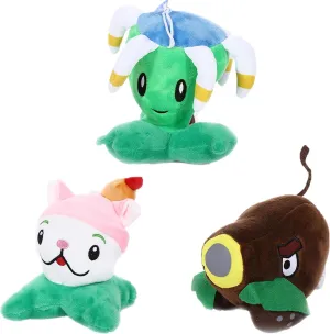 3 PCS PVZ Plant and Zombies Plush Plants Sets 1 2 Stuffed Soft Toys Boomerangs, Cattails, Coconut Cannons PVZ Figure Doll, Great Gifts for Boys and Girls