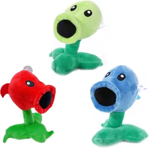 3 PCS PVZ Plant and Zombies Plush Plants Sets 1 2 Stuffed Soft Toys Classic Pea, Ice Pea, Fire Pea PVZ Figure Doll, Great Gifts for Boys and Girls