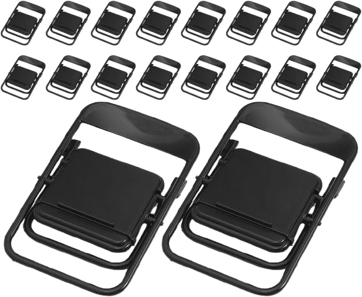 32pcs Miniature Folding Chairs for Dollhouse Cute Cell Phone Holder Space Saving Compatibility Unique Chair Design for Home Decor Portable Mobile Stand