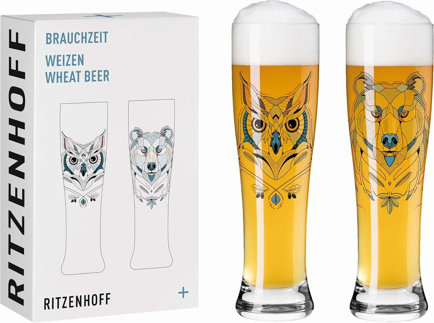 3481001 Custom Time #1 Wheat Beer Glass Set, multicoloured