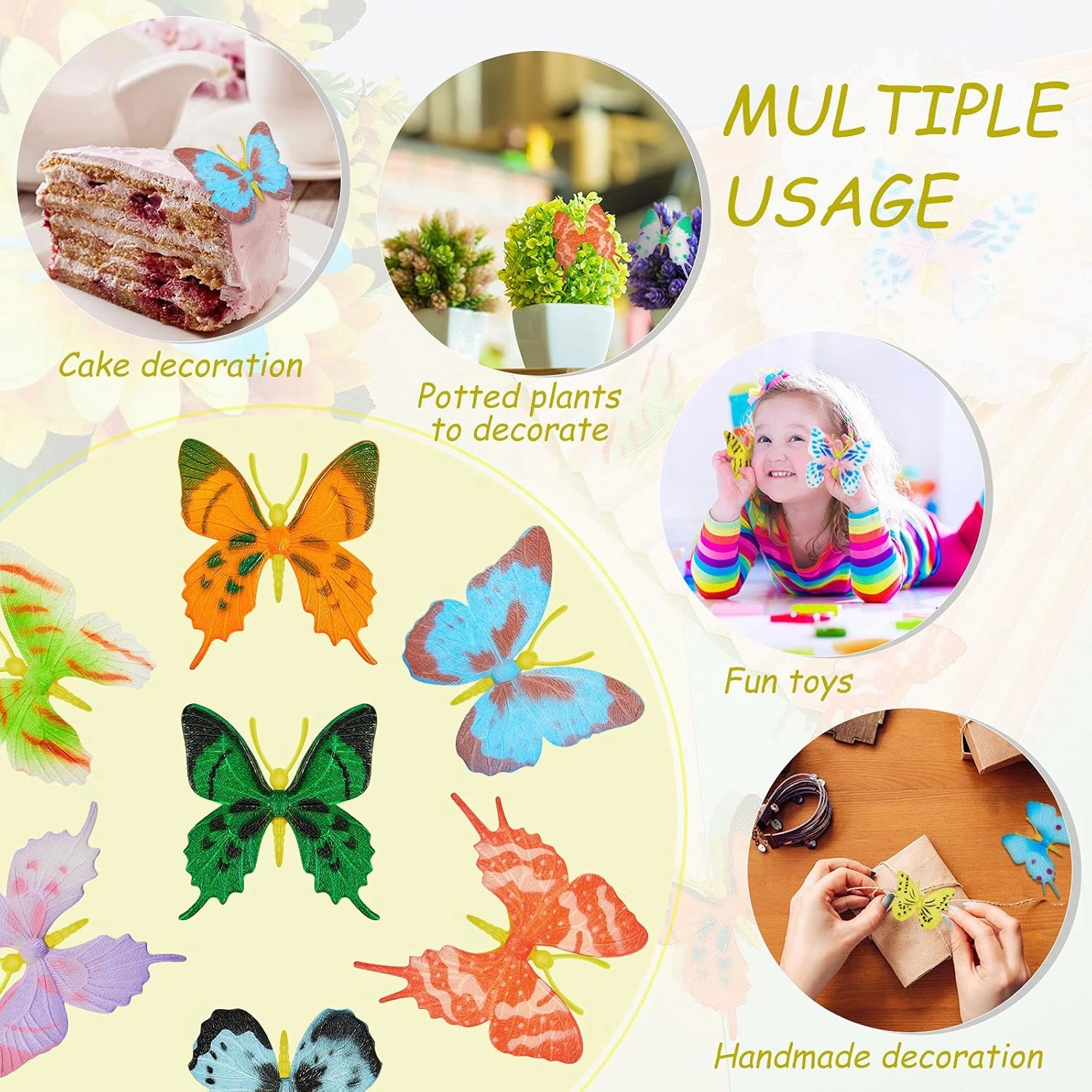 36 Pcs Plastic Butterflies Toy Vbs 2025 Decorations Butterflies Action Figures Art Lifelike Butterfly Decoration Removable Reusable for Party Favor Wall Decor, 12 Styles