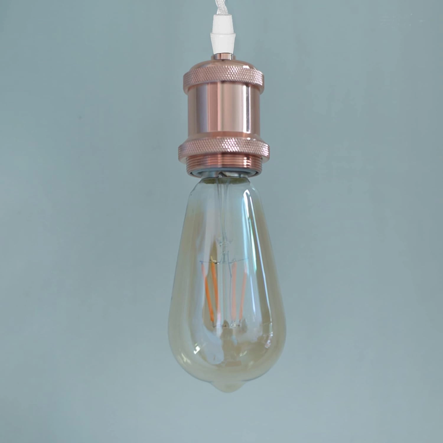 3-Pack Lightolier Track Pendant Light White Cord Iron E26 Socket Retro Style with Smart Edison Bulbs Timer Track Mount Pendant Lights Customizable DIY Project 9 Colors,Rose Gold