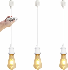 3-Pack Lightolier Track Pendant Light White Cord Remote Control with Dimmable Color Warmth Bulbs Timer Track Mount Pendant Light Decorate for Dinning Table Customizable,9 Colors,White