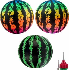 3 Pack Pool Watermelon Balls Inflatable Watermelon Ball Underwater Pool Toy Ball with Hose Adapter for Under Water Passing Dribbling Diving Pool Games Water Parties, 9 Inch