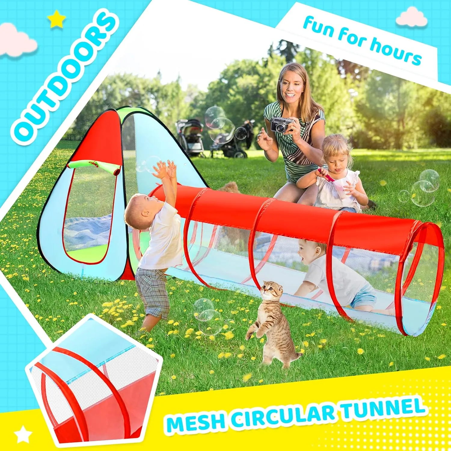 3pc Kids Play Tent for Toddler with Ball Pit Crawl Tunnel Castle Tent, Pop Up Children Playhouse for Boys and Girls Gift, Collapsible Baby Play Tent Toy Indoor and Outdoor Games