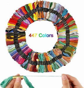 447 Color Skeins Rainbow Color Cross Stitch Threads,Embroidery Thread,Colorful Cotton Floss for Friendship Bracelet String,Cross Stitch Thread,Crafting Arts Embroidery Strings
