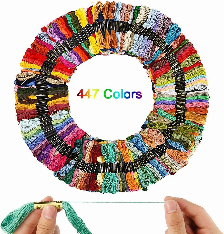 447 Color Skeins Rainbow Color Cross Stitch Threads,Embroidery Thread,Colorful Cotton Floss for Friendship Bracelet String,Cross Stitch Thread,Crafting Arts Embroidery Strings