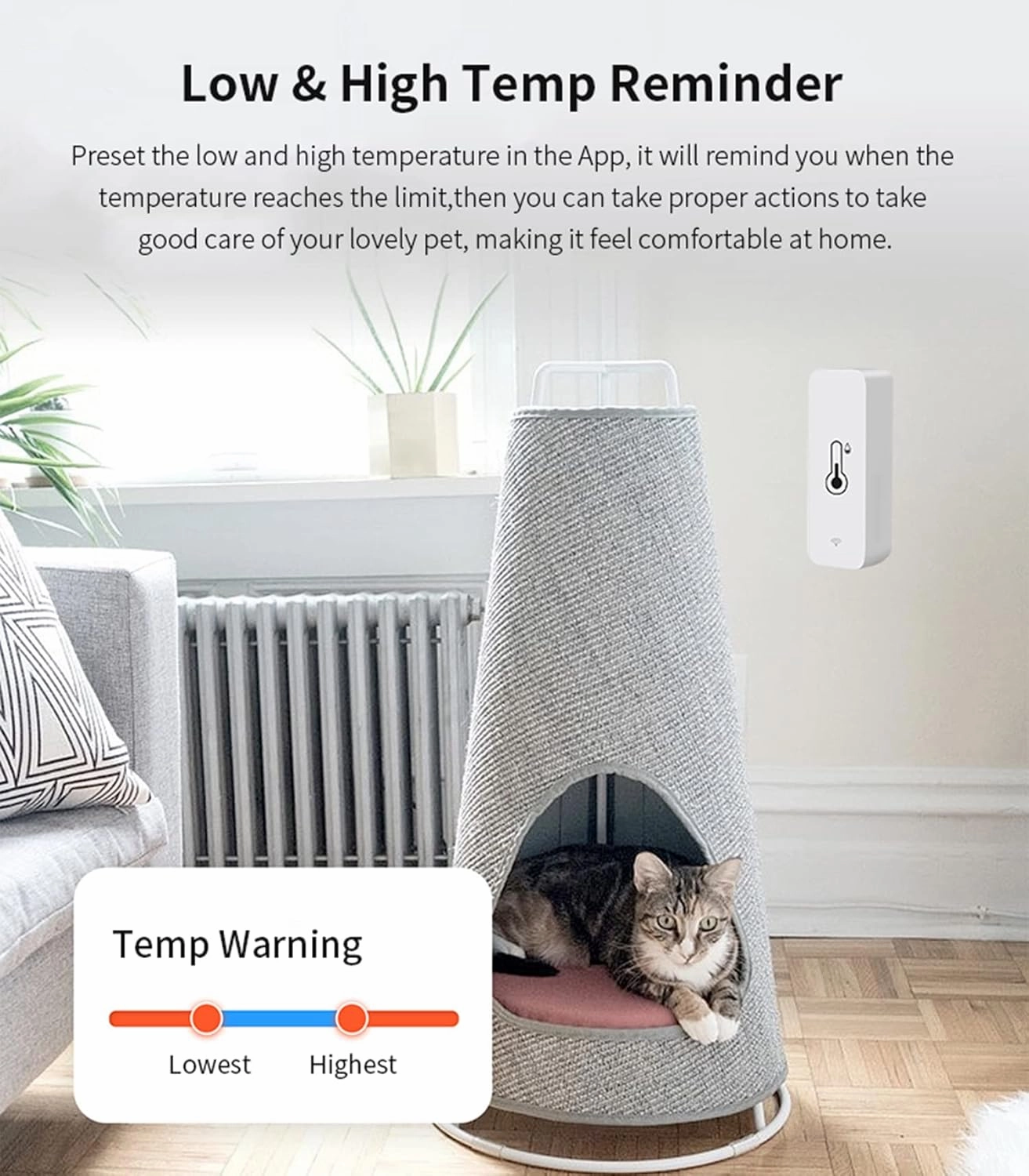 4-Pack WiFi Temperature Humidity Sensor: Indoor Thermometer Hygrometer with App Alert, Free Data Storage Export, Smart Temperature Humidity Monitor for Home Pet Greenhouse, Compatible with Alexa