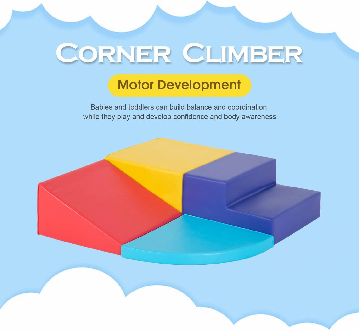 4-Piece Set Climbing Toys for Toddlers 1-3 and Climb Foam Play Set Babies Foam Blocks Toddler Climbing Toys Indoor Baby Climbing Toys Children’s Composite Toy for Crawling Climbing and Sliding