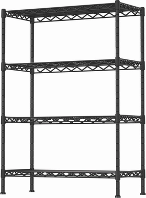 4-Shelf Adjustable Heavy Duty Storage Shelving Unit, Metal Organizer Wire Rack for Laundry Bathroom Kitchen Pantry Closet, Black