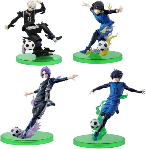 4PCS Isagi Yoichi Bachira Meguru Anime Figure Set PVC Poseable Football Action Figure Sculpture Collectible