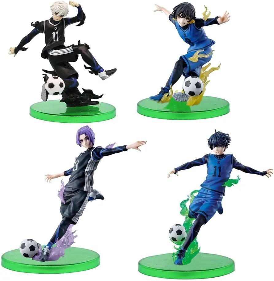 4PCS Isagi Yoichi Bachira Meguru Anime Figure Set PVC Poseable Football Action Figure Sculpture Collectible