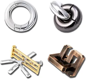 4pcs Metal Brain Teasers Puzzles- 3D Unlock Interlocking Puzzles IQ Logic Test Disentanglement Educational Toy Gifts for Adults