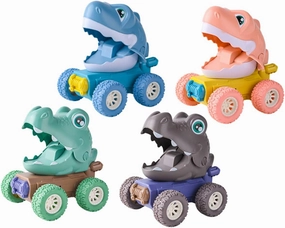 4pcs Cartoon Inertia Dinosaur Cars for Boys and Girls Hand-Powered Toys for Toddlers for and Decoration