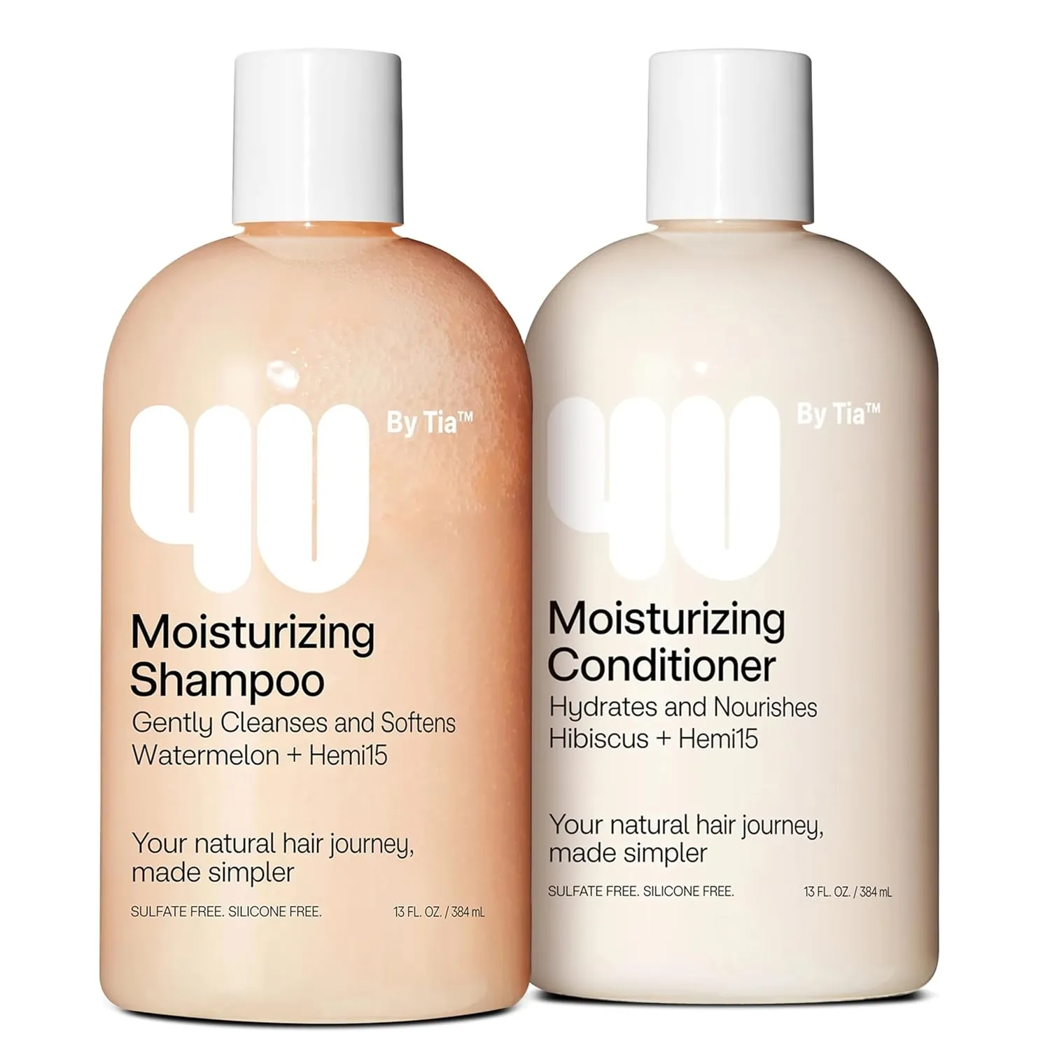 4U by Tia - Moisturizing Curly Hair Routine Treatment For Women & Men | 2-Piece Hemi15 Shampoo & Conditioner Set | Anti-Frizz Sulfate Free Daily Combo | All Curly, Kinky, Coily and Wavy Hair Types