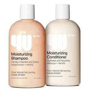 4U by Tia - Moisturizing Curly Hair Routine Treatment For Women & Men | 2-Piece Hemi15 Shampoo & Conditioner Set | Anti-Frizz Sulfate Free Daily Combo | All Curly, Kinky, Coily and Wavy Hair Types
