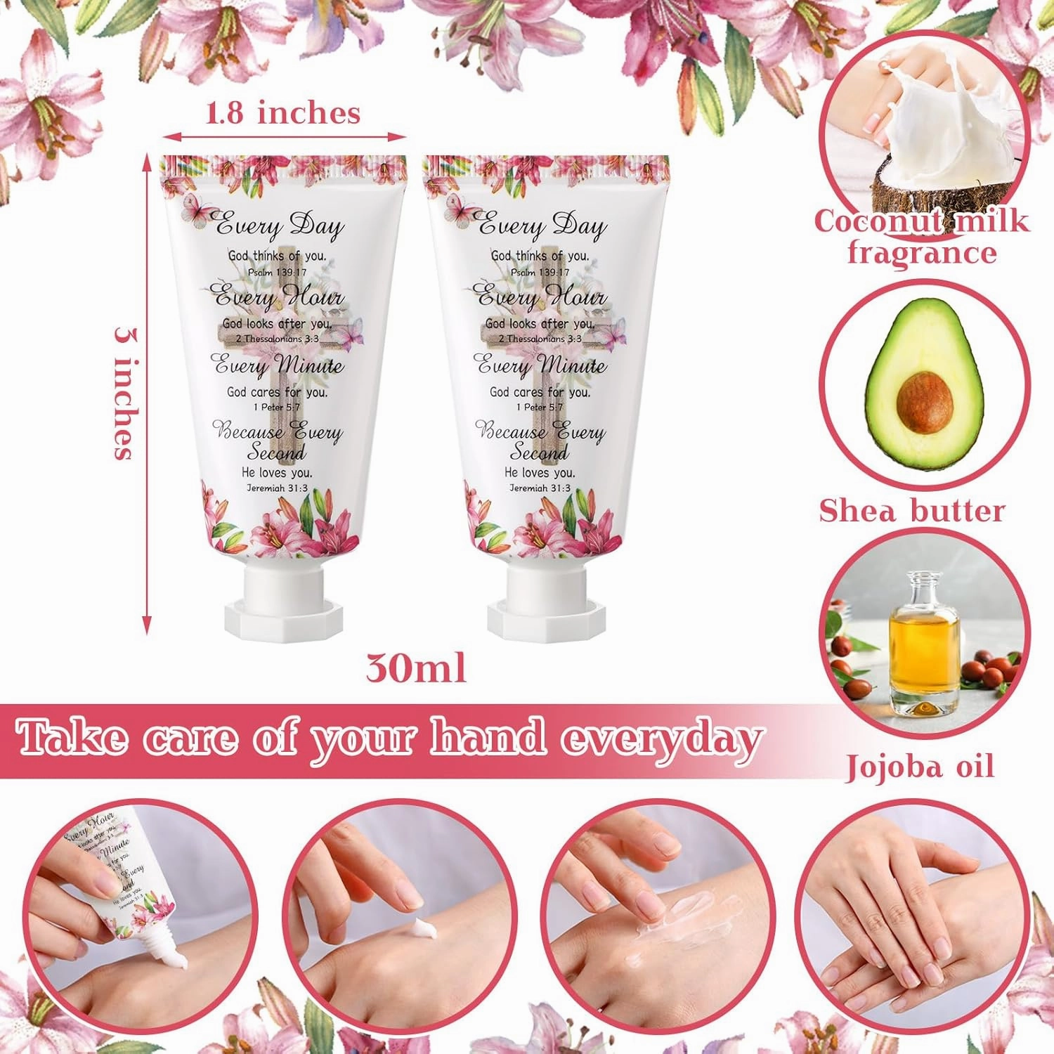 50 Pack Christian Hand Lotion Bulk Gifts for Women Mother Day Bible Mini Travel Hand Lotion Bulk for Stocking Stuffers Gifts Women Church Appreciation Teachers Coworkers(Fresh)