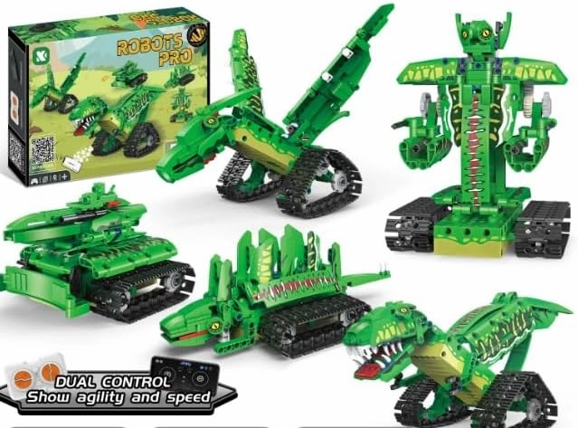 5 in 1 Stem Dinosaur Robot Building Block Set Remote & App Control Robotic Kits for Adults Educational Gift for Boys & Girls Interactive Coding Learn Robot for Kids 269 PCS