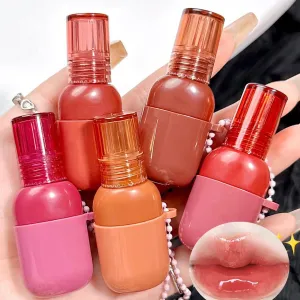 5PCS Hydrating Velvet Lip Gloss Set,Moisturizing Tinted Lip Balm,Key Chain Liquid Lipsticks,Long Lasting Waterproof Lip Glow Oil,Mirror Lip Oil Makeup