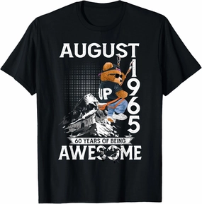 60th Birthday Bear Legends August 1965 60 Years Old For Men T-Shirt