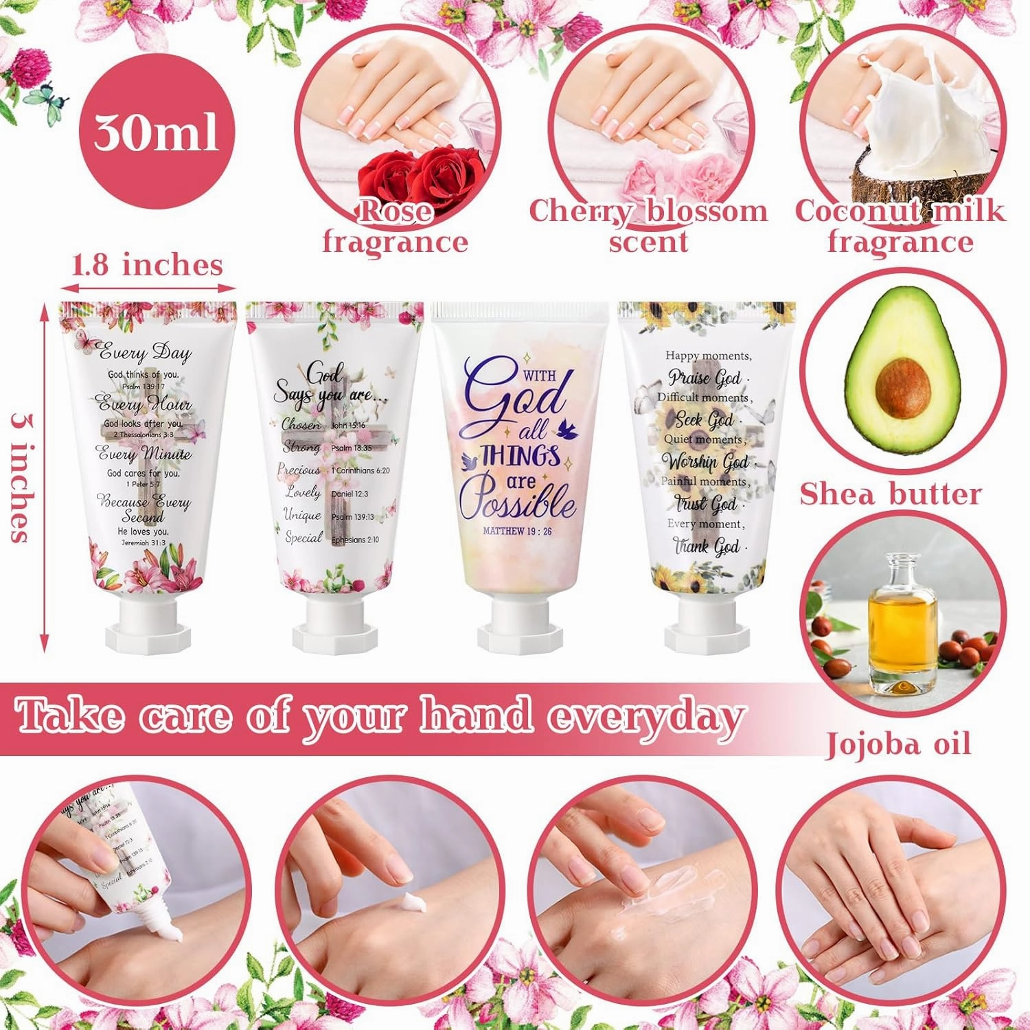 72 Pcs Christian Hand Cream Bulk Gifts for Women Bible Verse Lotion Scripture Travel Hand Lotion for Dry Cracked Bulk Christian Religious Gifts for Mom Grandma Women (Cross Style)