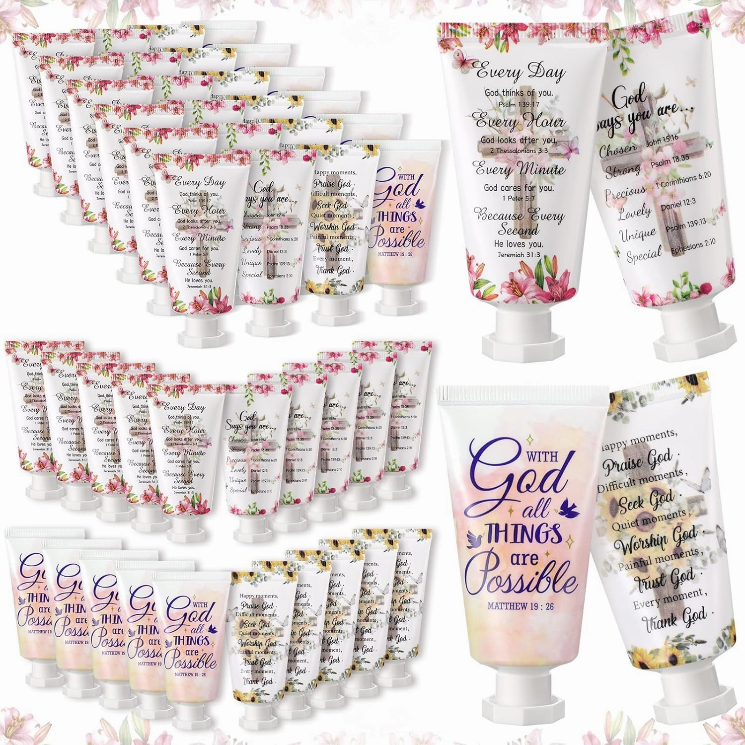 72 Pcs Christian Hand Cream Bulk Gifts for Women Bible Verse Lotion Scripture Travel Hand Lotion for Dry Cracked Bulk Christian Religious Gifts for Mom Grandma Women (Cross Style)