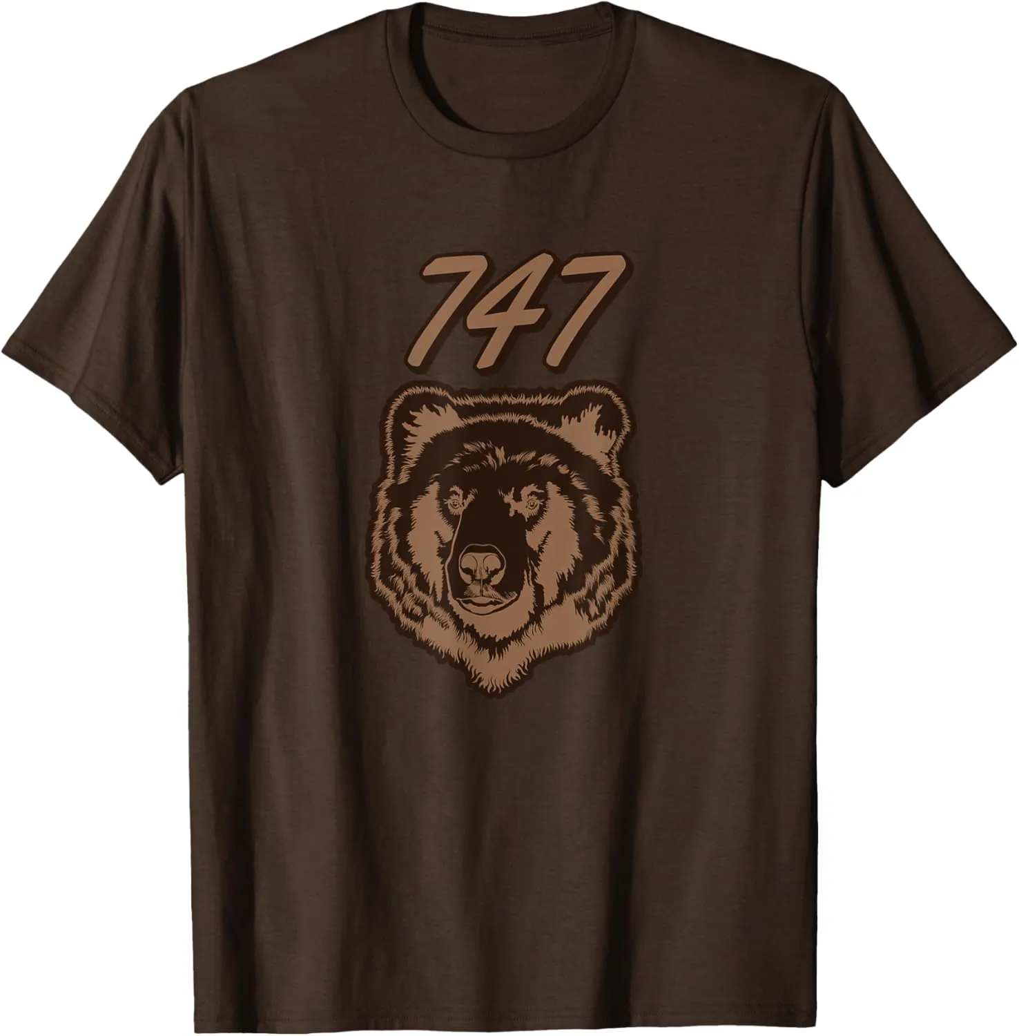 747 Bear Face fat brown grizzly lover beartober week 2023 T-Shirt