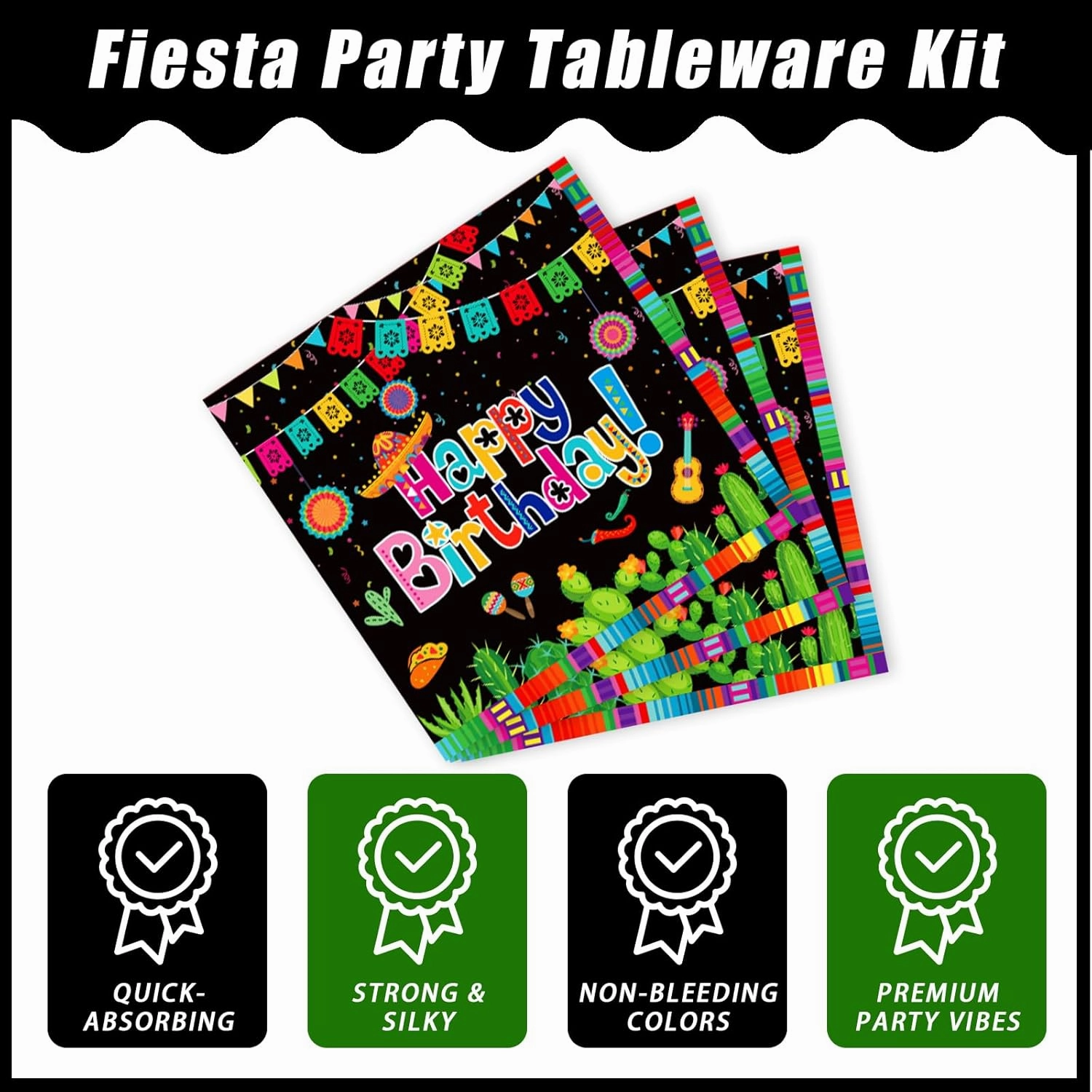 96 Pcs Mexican Birthday Party Plates, Fiesta Party Decorations Supplies Cinco De Mayo Carnival Birthday Disposable Paper Plates Napkins Colorful Stripe Serape Baby Shower Tableware, Serves 24
