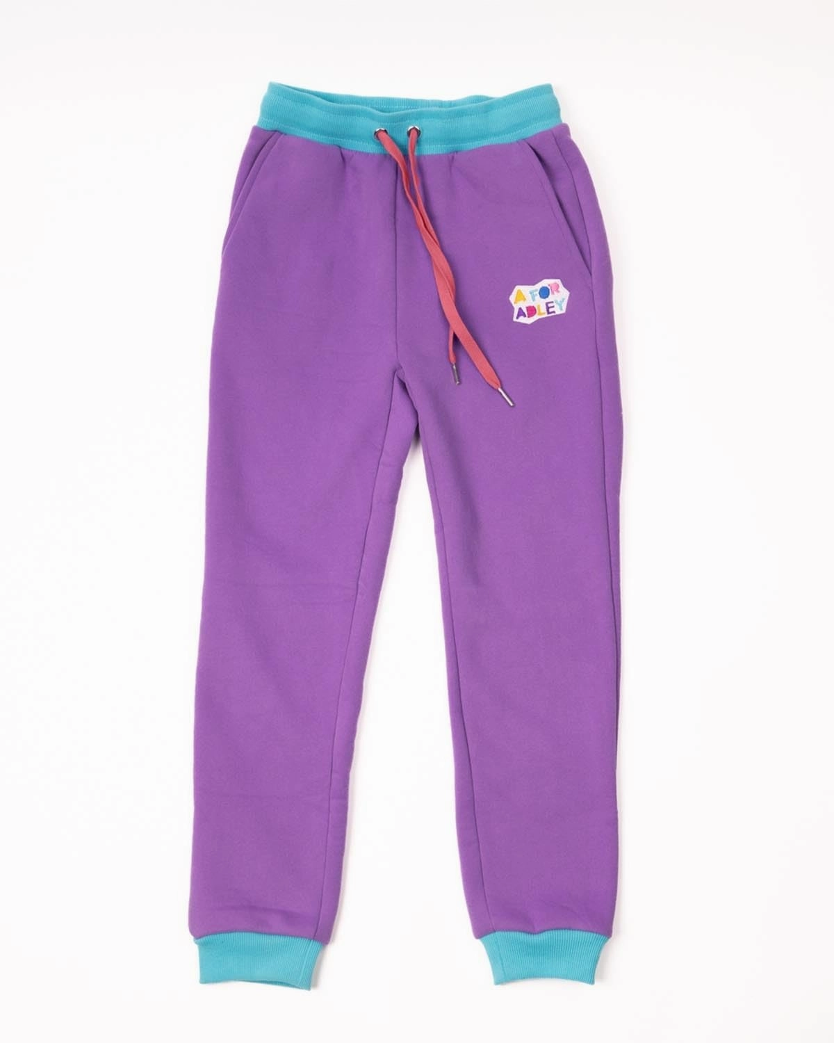 A FOR ADLEY Merch Super Soft Matching Color Block Fleece Set With Embroidered ADLEY Logo on Top and Bottom
