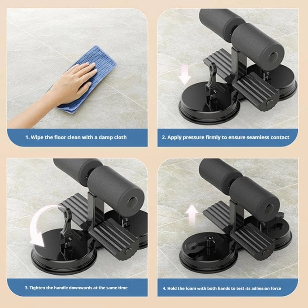 Ab Training Auxiliary Device,2025 New Upgrade Double Suction Cups,Three Levels of Height Adjustment,Portable Sit Up Bar Floor,Abs Master Assistant Device,Fitness Equipment for Home & Gym