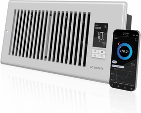 AC Infinity AIRTAP T4 White, Register Booster Fan for 4” x 10” Register Holes, Improves Heating & Cooling Vents, Quiet 10-Speeds, Bluetooth App Control Data Alerts
