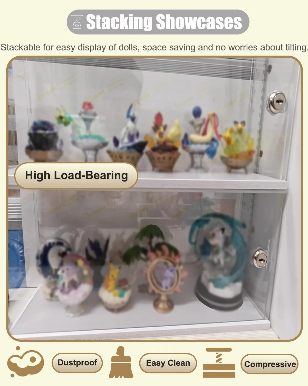 Acrylic Display Case 4 inch / 6 Inch / 8 Inch / 18 Inch Long Action Figures Display Case with Lock, White Base Acrylic Showcase Cabinet for Collectibles, Countertop Box(15x15x20cm(6x6x8in))