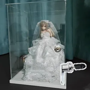 Acrylic Display Case 4 inch / 6 Inch / 8 Inch / 18 Inch Long Action Figures Display Case with Lock, White Base Acrylic Showcase Cabinet for Collectibles, Countertop Box(15x15x20cm(6x6x8in))