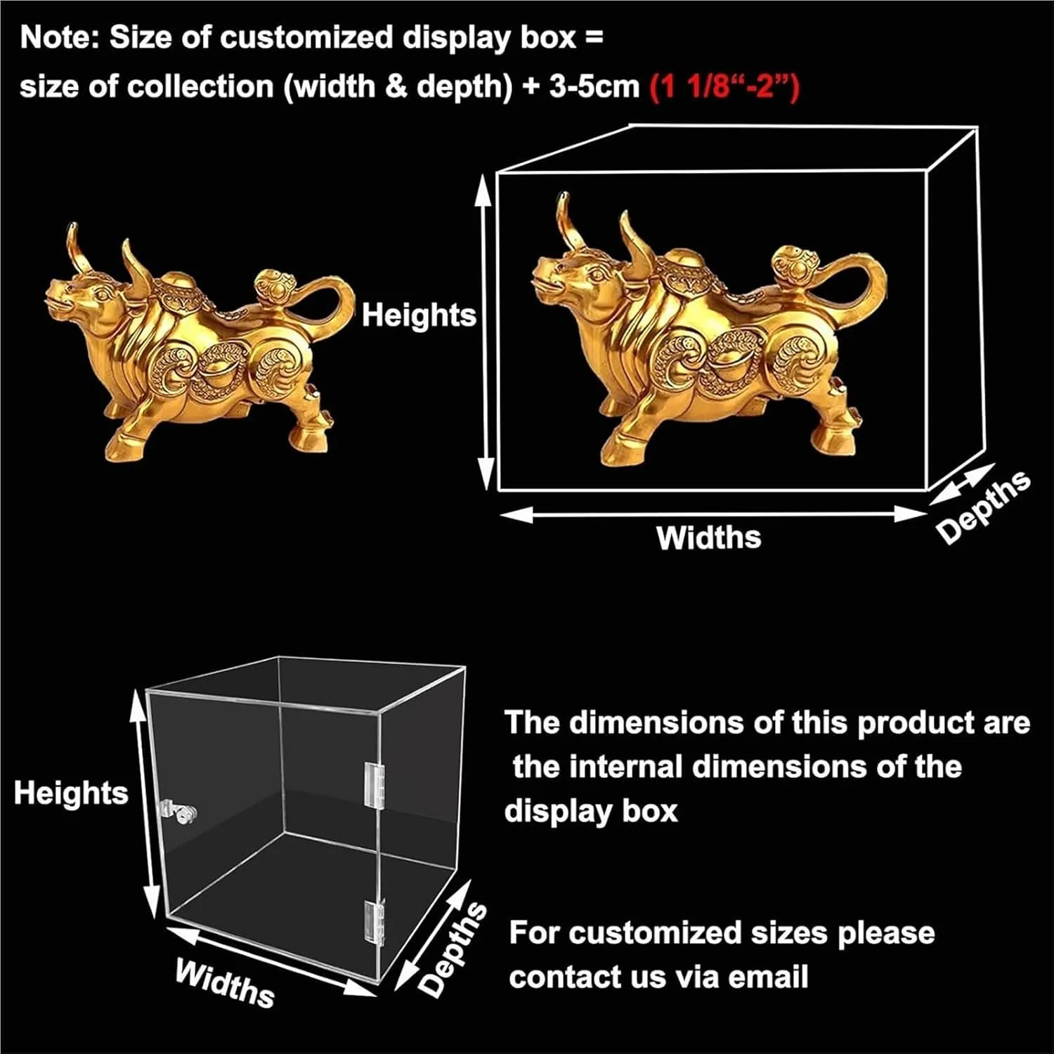 Acrylic Display Case ，Clear Acrylic Display Case， Stackable Organizer Cover Case for Action Figures(50x50x35cm(20x20x14in))