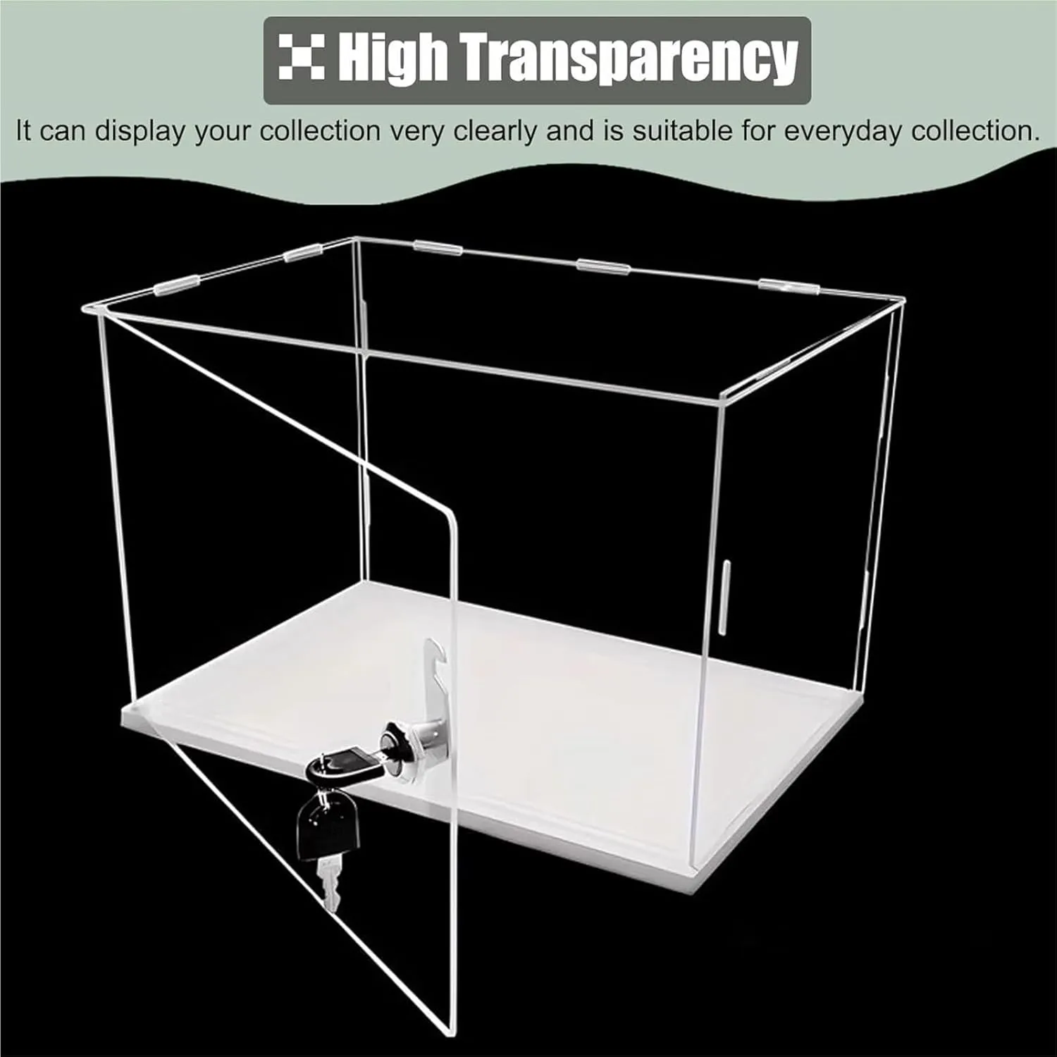 Acrylic Display Case ，Clear Acrylic Display Case， Stackable Organizer Cover Case for Action Figures(50x50x35cm(20x20x14in))