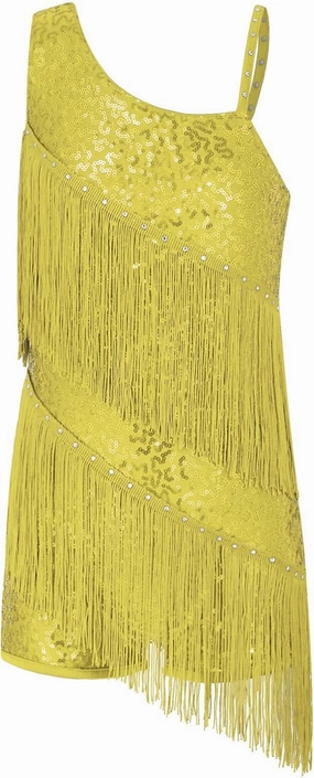 ACSUSS Kids Girls Latin Ballroom Dance Dress Sequin Tassel Skirt Leotard Modern Cha Cha Jazz Samba Dancewear