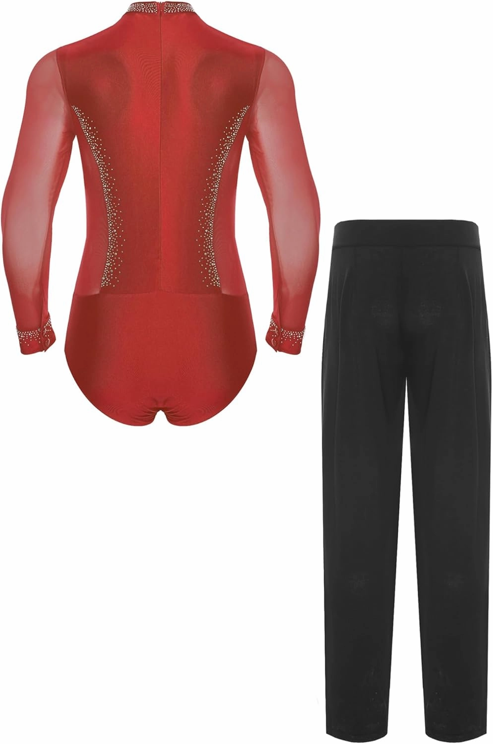 ACSUSS Mens Latin Dance Shirts Mens Tops Leotard Modern Dance Trousers Rumba Cha Cha Samba Dancing Competition Wear