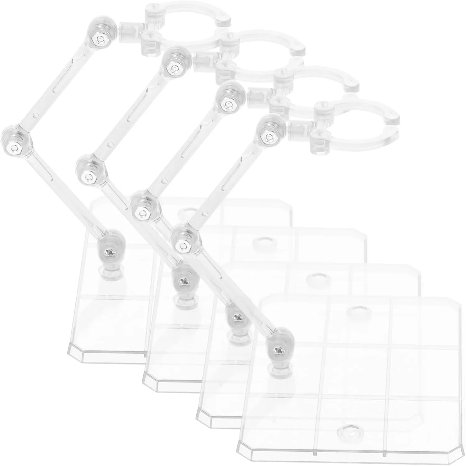 Action Figures Stand 4pcs Doll Model Stand Adjustable Display Rack Plastic Model Support for Collectors Easy to Assemble