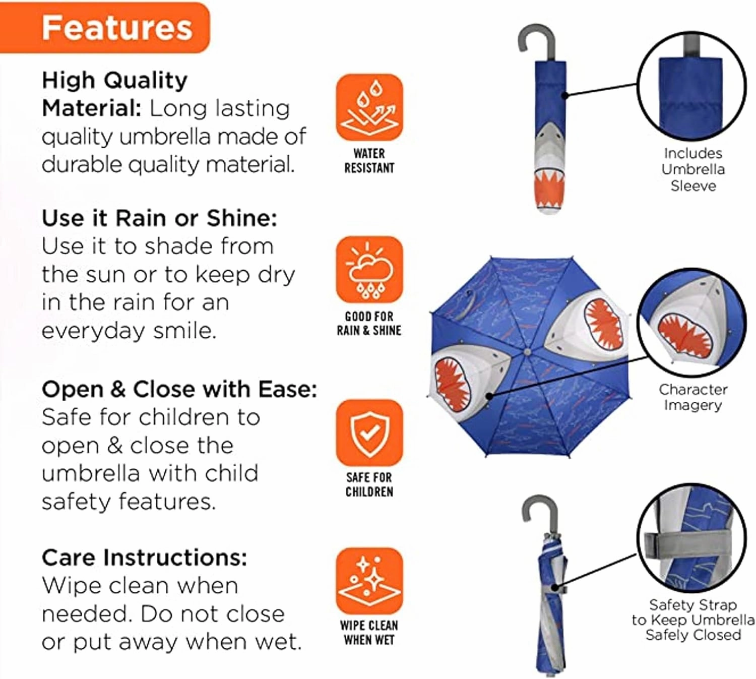 addie & tate Kids Umbrella for Girls and Boys & Rain Coats Set -Toddler Umbrellas Kids Raincoat Boys Girls Jacket
