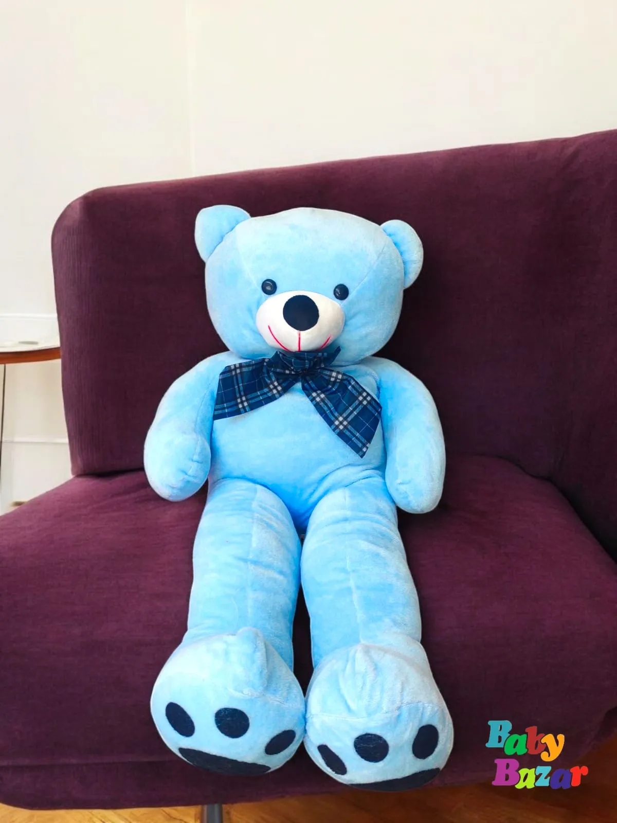 Adorable Jumbo Blue Teddy Bear Plush & Cuddly Friend (3 Feet)