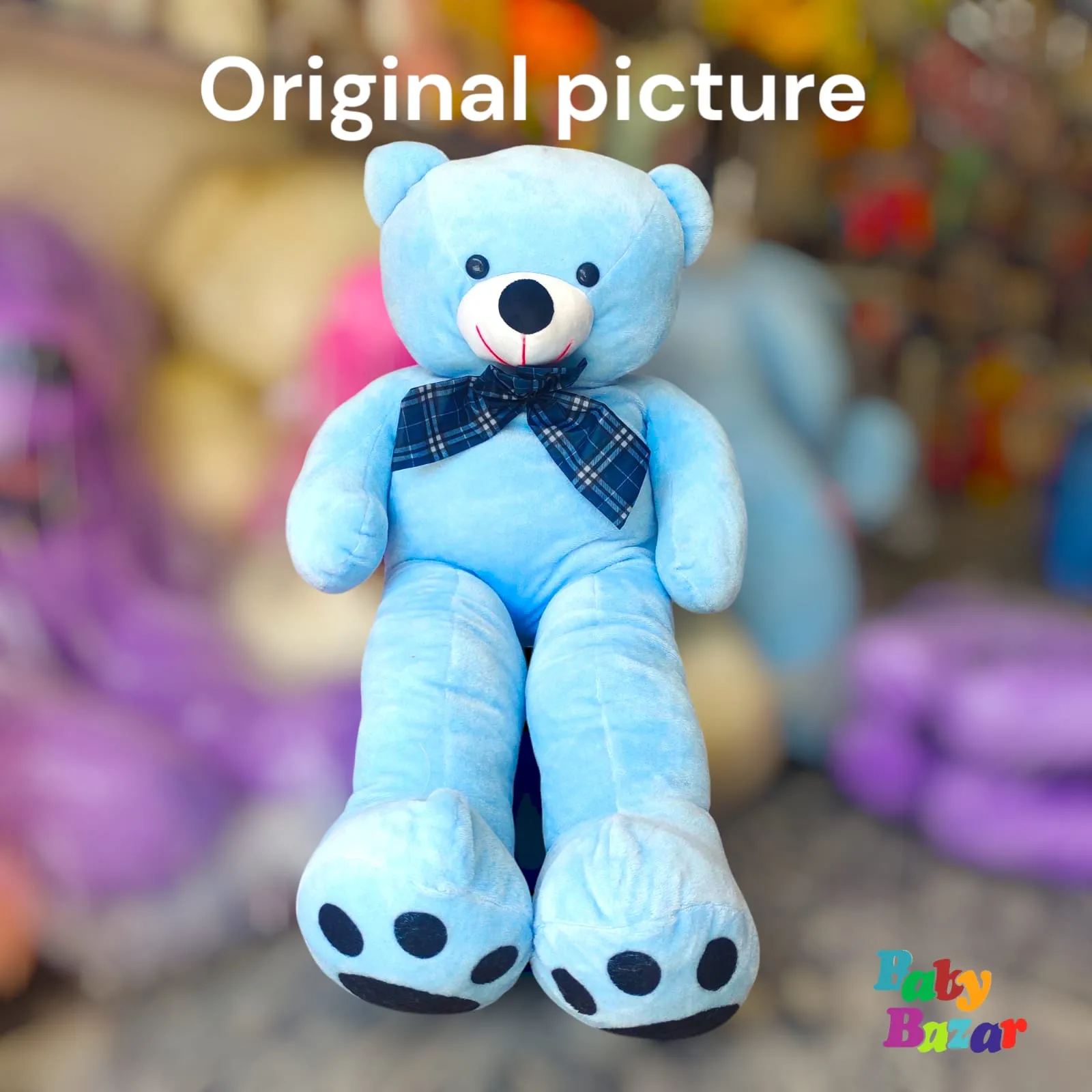 Adorable Jumbo Blue Teddy Bear Plush & Cuddly Friend (3 Feet)