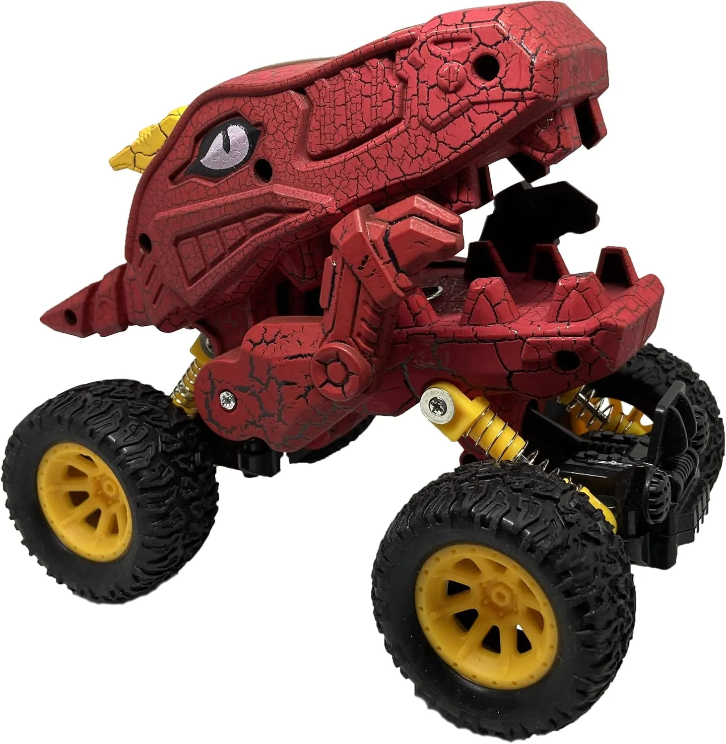 Aeromax Dino-Faur Pull Back Dinosaur Truck, Red with Yellow Accent (PBDB-B)