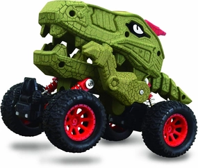 Aeromax Dino-Faur Pull Back Dinosaur Truck, Green with Red Accent