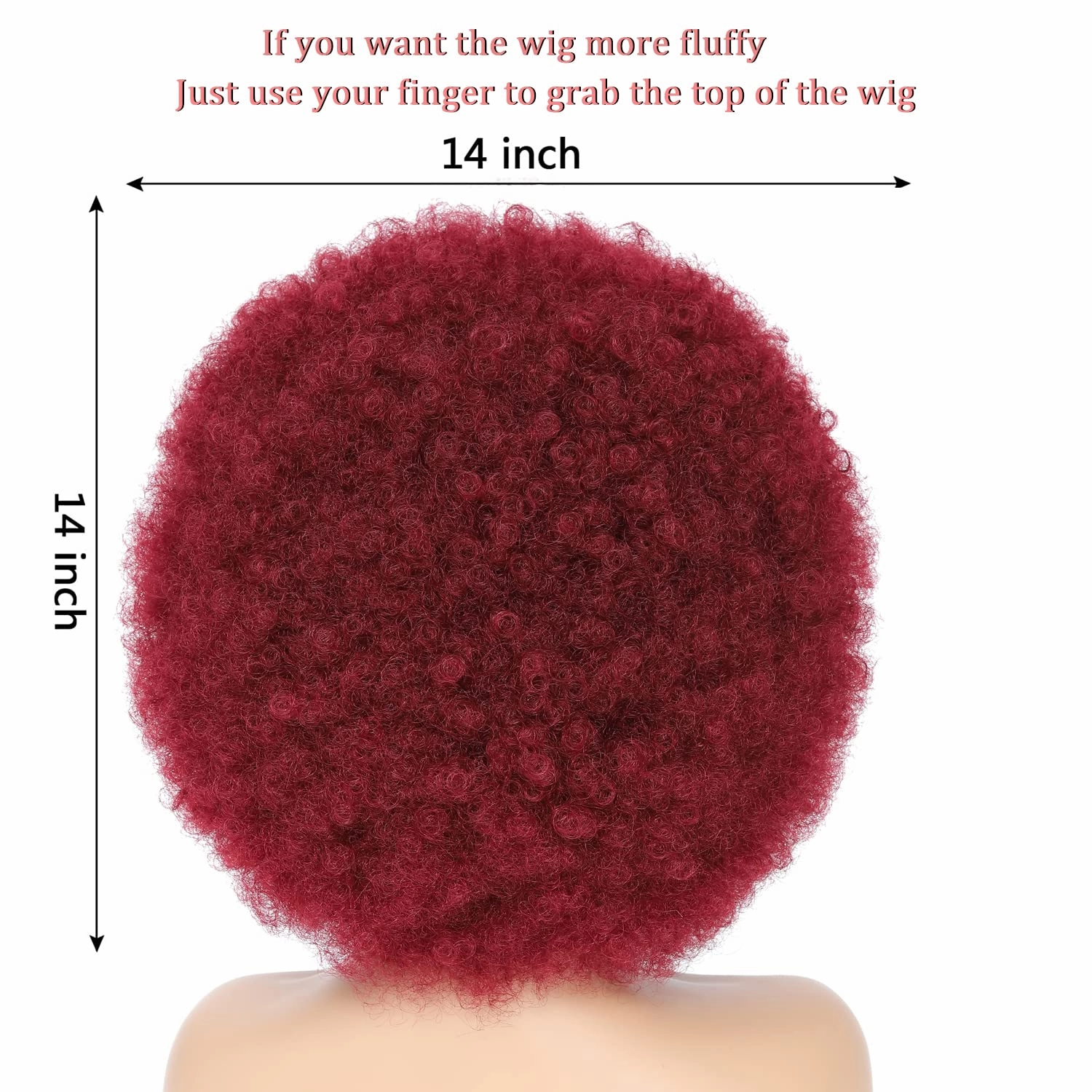 Afro Wig - Soft 70s Afro Wig For Women Burgundy Afro Kinky Curly Hair Wigs With Bangs Natural Dark Red Short Afro Curly Wig For Men Bouncy Afro Puff Wig Synthetic Hair Afro Wig For Daily Party Use