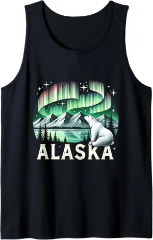 Alaska Northern Lights Aurora Viewing Bear Vacation Alaska Tank Top