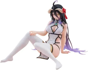Albedo Action Figure Cheongsam Sitting Pose Model 5.12" Cute Anime Figurine Girl Albedo Statue Collections Desktop Decoration Gift for Fans