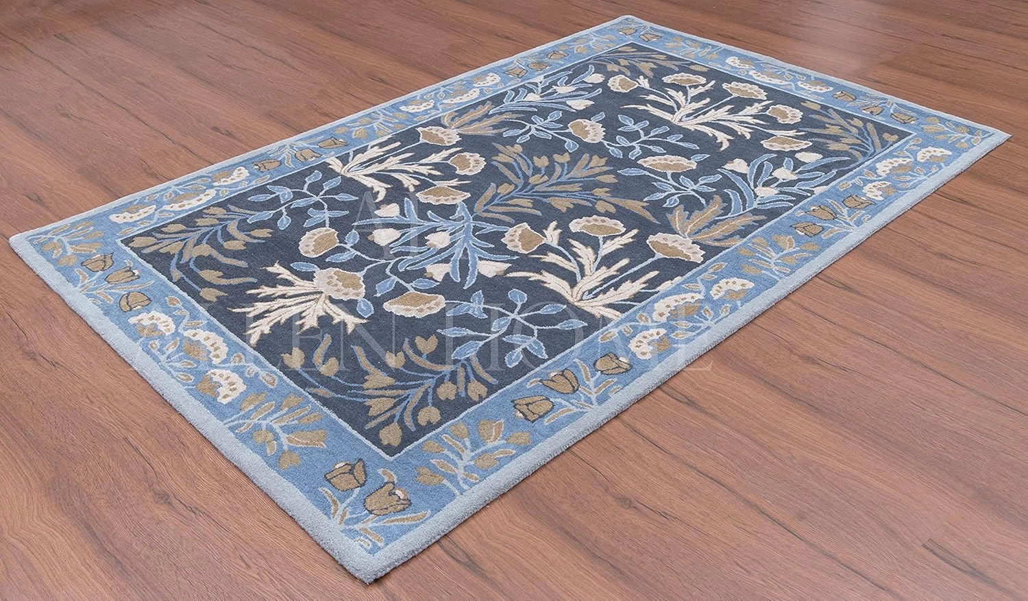 Allen Home Hand Crafted Wool Rugs | Area Carpets Suitable for Living Room, Bedroom, Dining Room | Traditional Rugs | Natural Latex Backing with 100% Cotton | 5’ x 8’ | Anny Blue